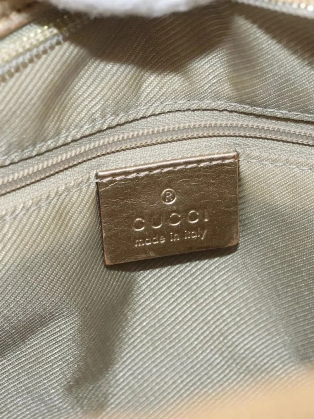 GUCCI GG Canvas Hand Bag Gold 002 1115 Auth